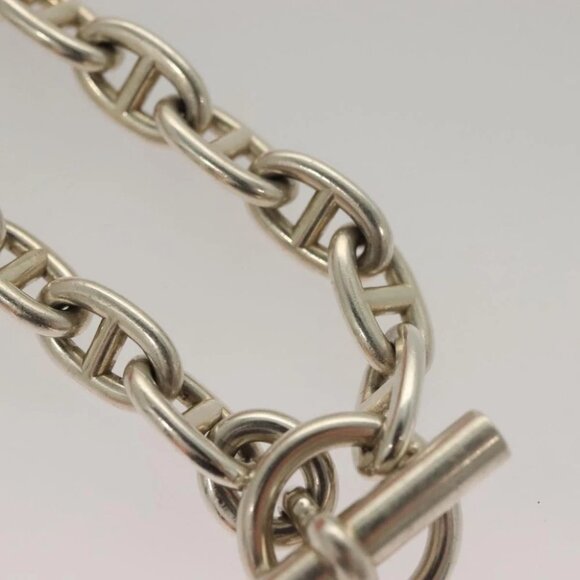 HERMES Chene Dunkle MM Bracelet Ag925 17 Links Silver Auth 135953V - Picture 10 of 13